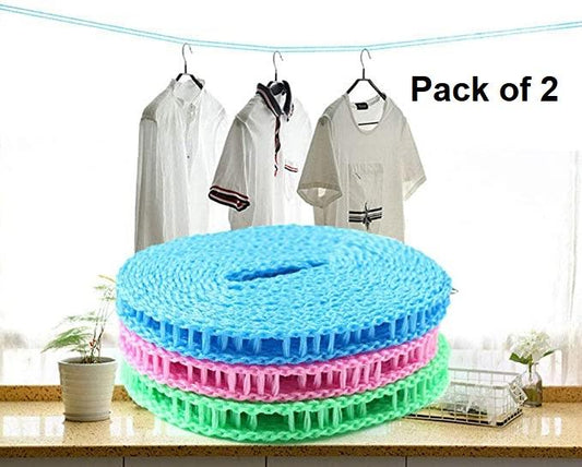 Rope-Portable Adjustable Dryer Line Windproof Non-Slip Clothesline for Camping Travel Indoor Outdoor ( Pack of 1)